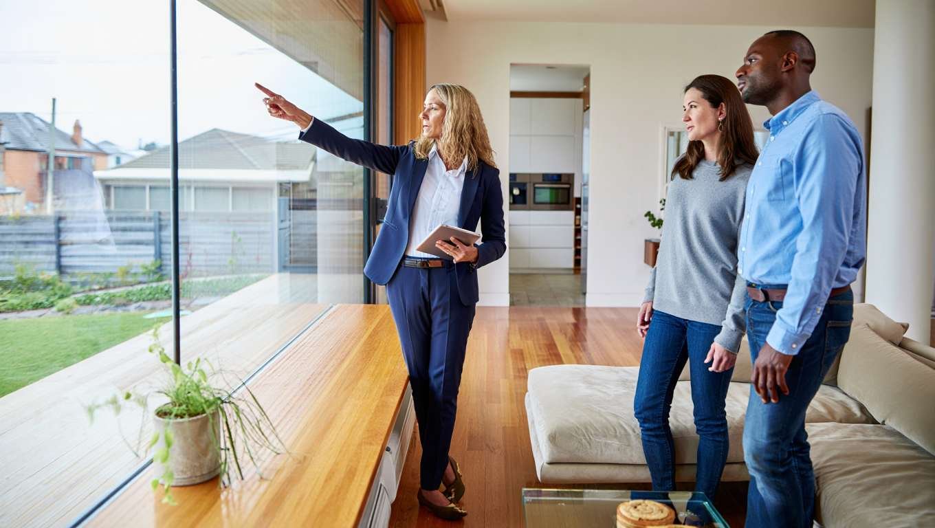 real estate agent showcasing a property